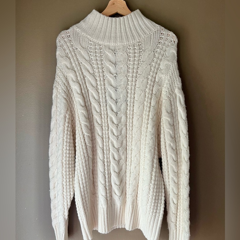 Ava & Viv Cream Cable Knit Turtleneck Sweater